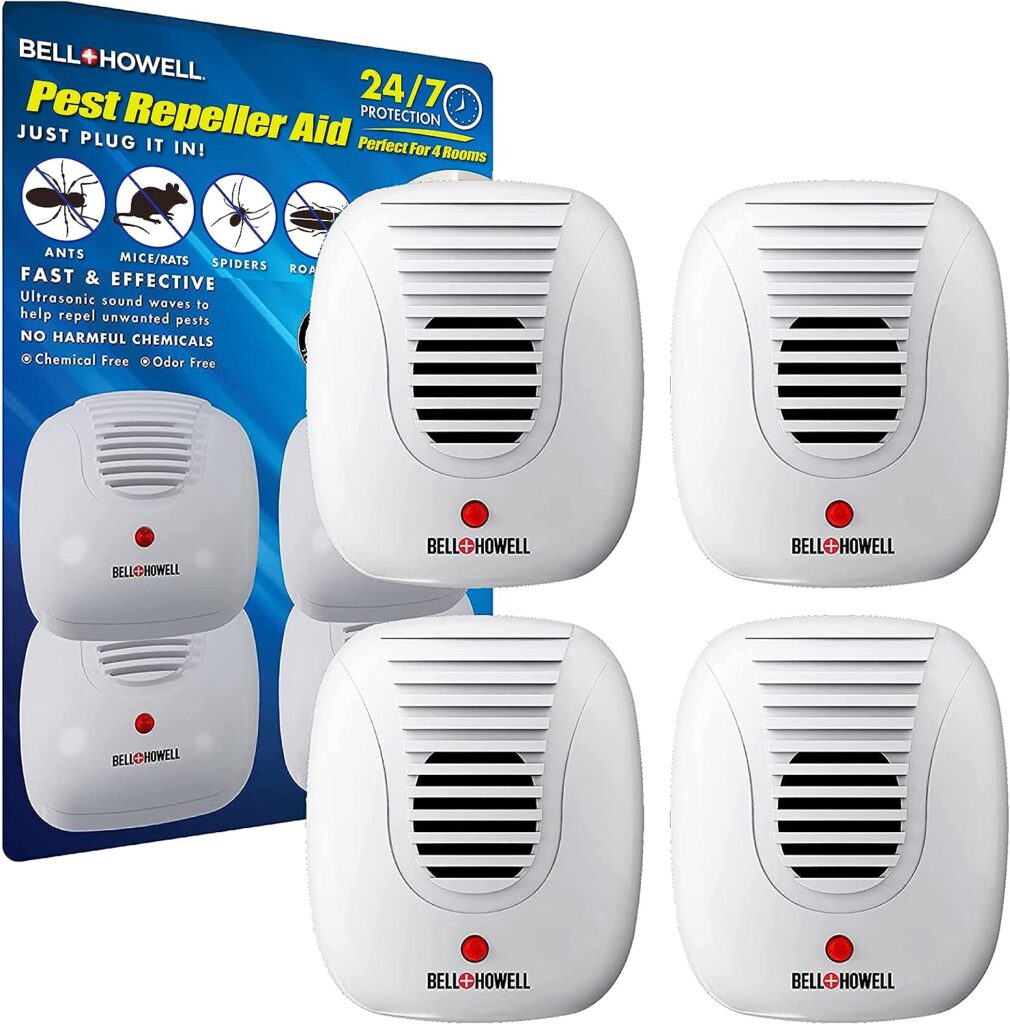 Bell + Howell Ultrasonic Pest Repeller Home Kit (Pack of 4), Ultrasonic Pest Repeller, Pest Repellent for Home, Bedroom, Office, Kitchen, Warehouse, Hotel : Health Household