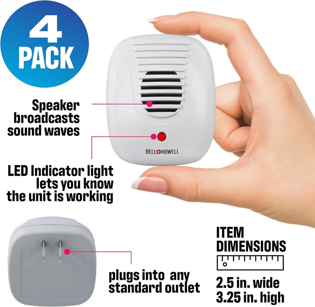Bell + Howell Ultrasonic Pest Repeller Home Kit (Pack of 4), Ultrasonic Pest Repeller, Pest Repellent for Home, Bedroom, Office, Kitchen, Warehouse, Hotel : Health Household