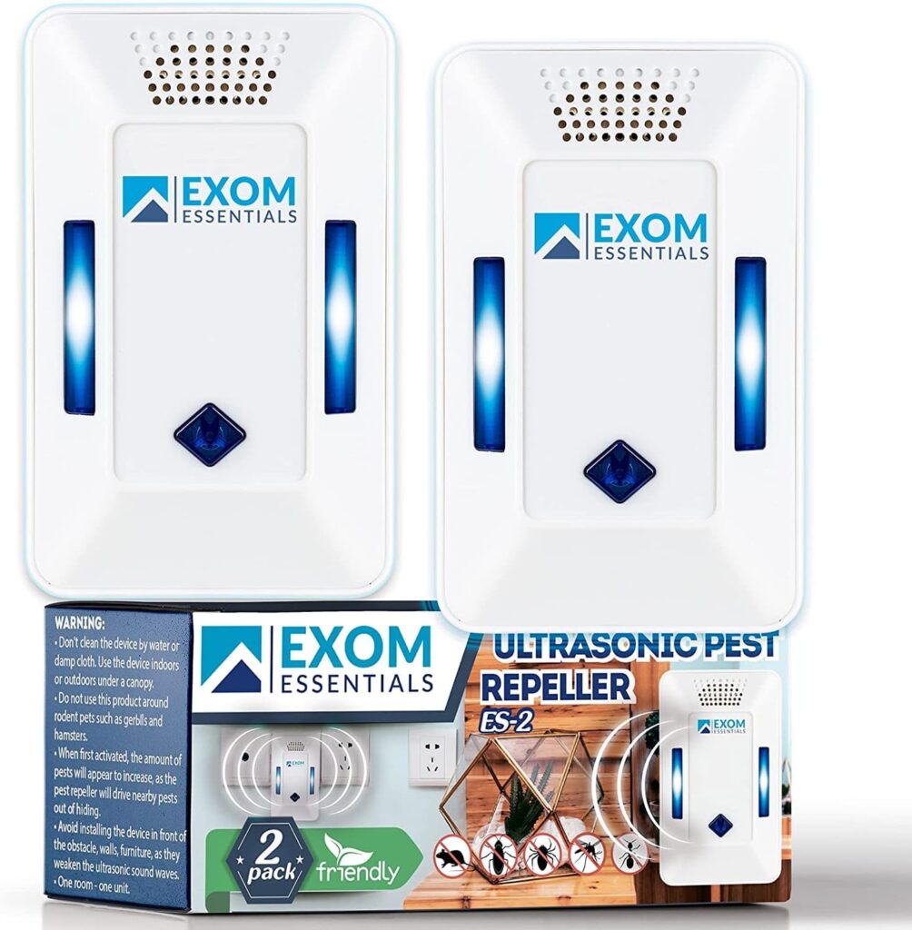 ES-2, Ultrasonic Pest Repeller - Electronic Ultrasound, Indoor Plug-in Repellent - Get rid of - Rodents, Mice, Squirrels, Bats, Insects, Bed Bugs, Ants, Fleas, Spiders, Roaches (Light Blue, 2Pack)