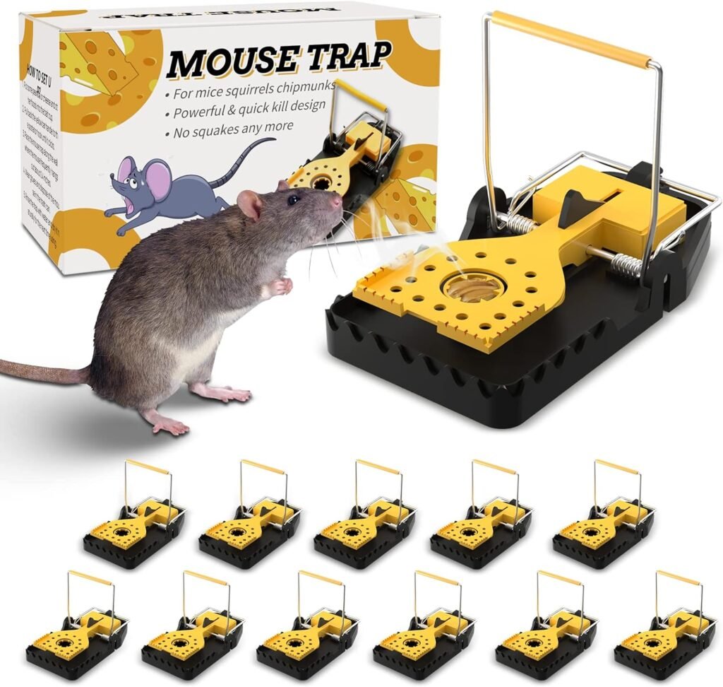 TOIUOT Mouse Traps Indoor for Home,Quick Sensitive Effective Mouse Trap, Powerful Rat Traps Indoor with Teeth-Like Design Bait Cup, Reusable Sanitary Mice Traps for House Indoor Outdoor(12 Pack)