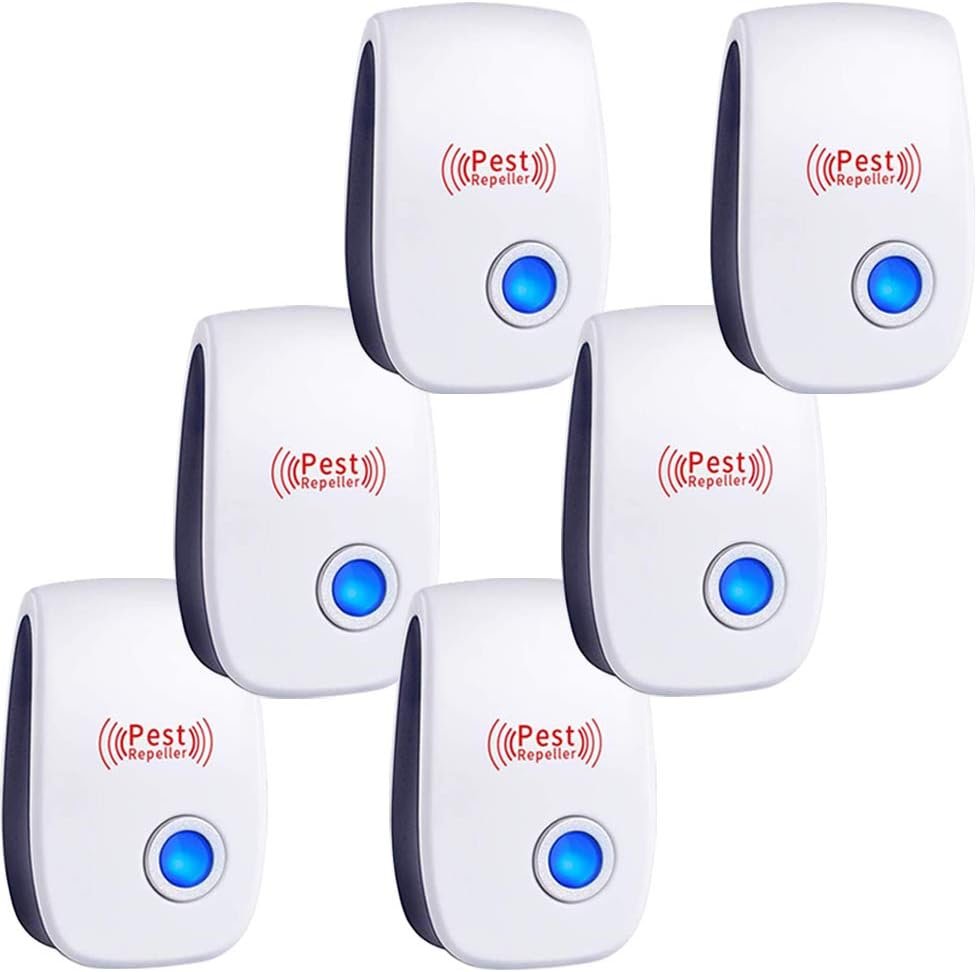 Ultrasonic Pest Repeller 6 Packs Electronic Plug in Indoor Sonic Repellent pest Control for Bugs Roaches Insects Mice Spiders Mosquitoes