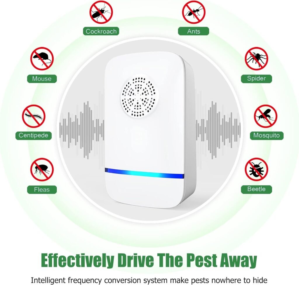 Ultrasonic Pest Repeller 6 Packs, Electronic Plug in Pest Repellent,Indoor Ultrasonic Repellent for Roach, Rodent, Mouse, Bugs, Mosquito, Spider,Mice